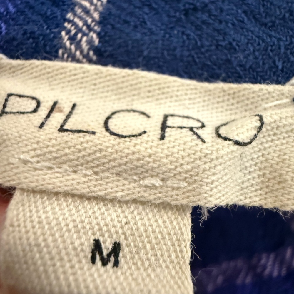 Pilcro The Hadley Relaxed Plaid Crinkled Texture Drapey Button Down Size M - Picture 4 of 6